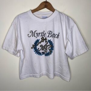 Vintage Trends One Size White Distressed Myrtle Beach Graphic T-Shirt